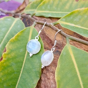 Natural Rainbow Moonstone Gemstone Earrings/925 Sterling Silver Earrings/Wedding Earrings/Moonstone Silver Earrings, Anniversary  Earrings