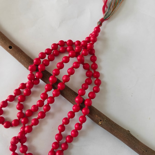 Coral Rojo Jap Mala, Natural, 108 Gemas de Beed Piedra Jap Mala, Yoga Jap Mala, Oración Mala