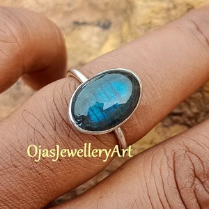 Natural Blue Fire Labradorite Gemstone Ring,92.5 Sterling Silver Ring,Casual Ring,Handmade Ring ,Gift for all,Statement Ring, Silver Jewelry