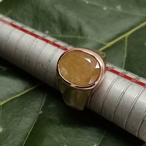Echter gelber Saphirring, 925 Sterlingsilberring, gelber Saphirring für Mann, Goldfill-Ring, handgemachter Ring, ovaler Saphirring,