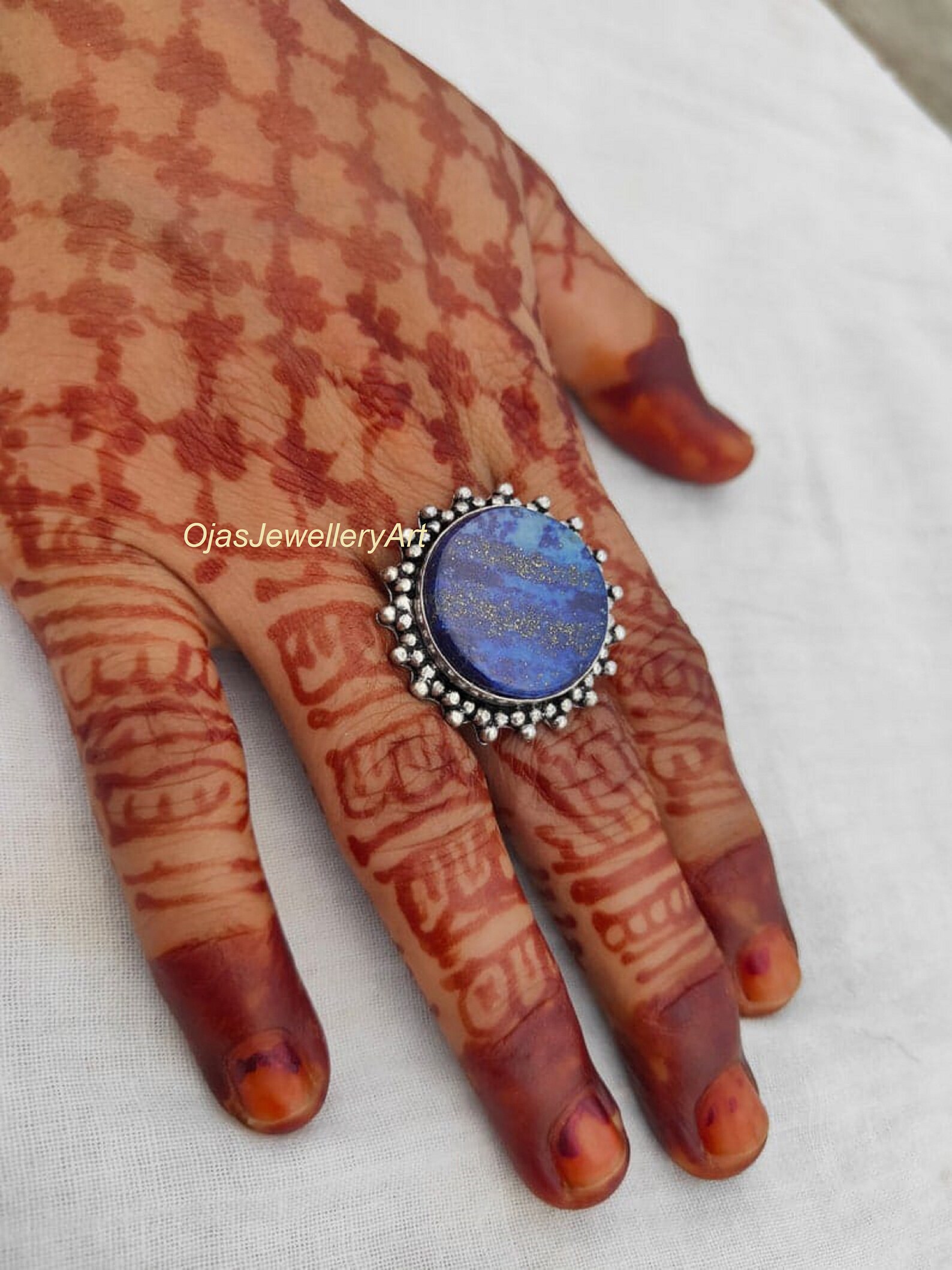 Natural Lapis Lazuli Gemstone Ring/925 Silver Plated Ring/birthstone