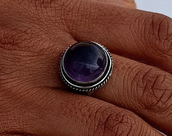 Amethyst Gemstone Ring,92.5 Sterling Silver Ring ,Handmade Ring,Parsonalised  Ring ,Gift for all ,Vintage Ring, Statement Ring,Christie gift