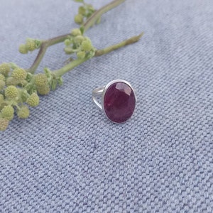 Natural Indian Ruby Ring/925 Sterling Silver Ring/Handmade Ring/Oval Gemstone Ring/Faceted Ruby Silver Ring/Boho Ring/Gift For Her