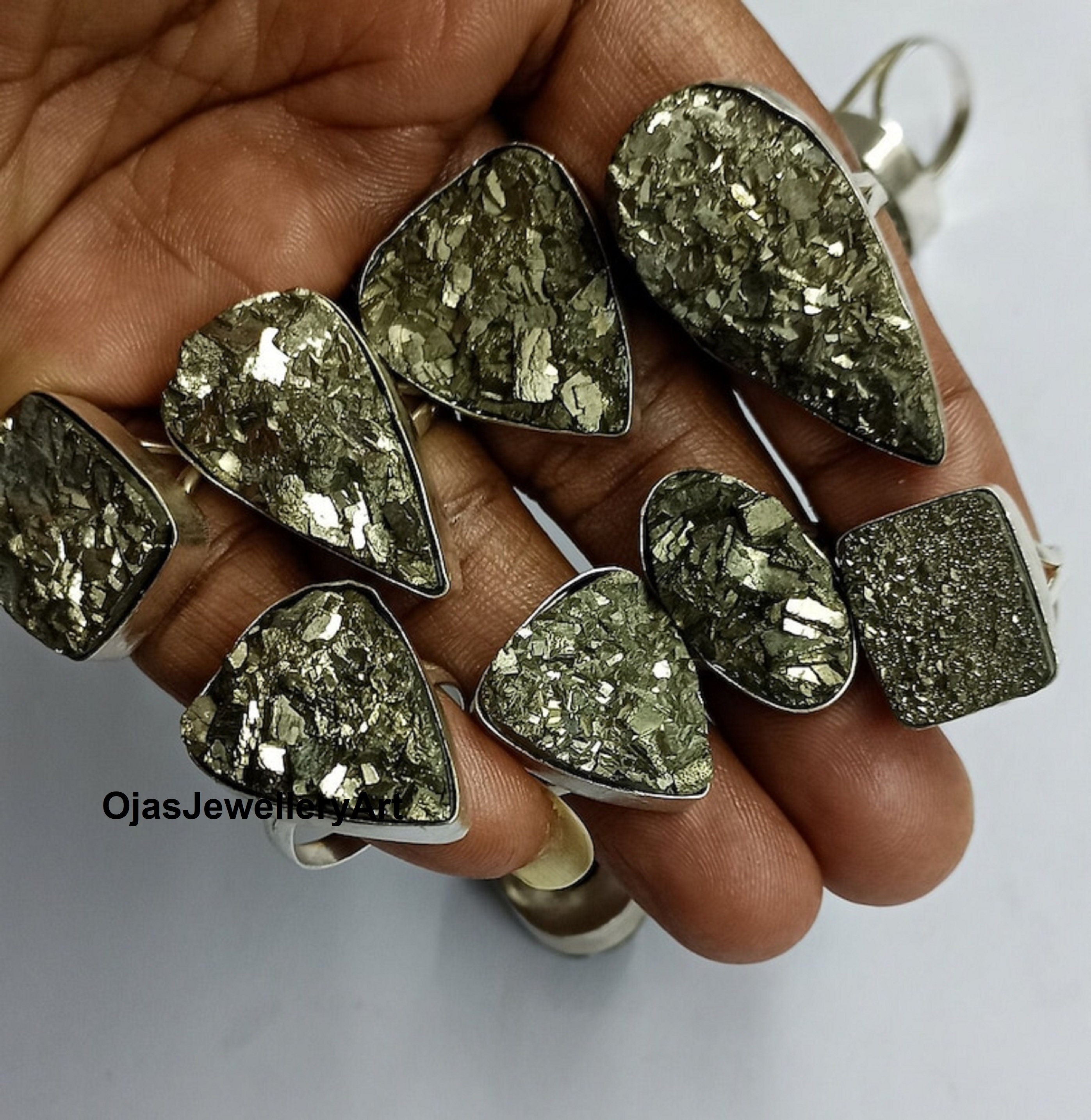 Pyrite stone ring deals