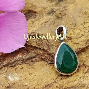 Natural Green Onyx Gemstone Pendant,925 Sterling Silver Pendant,Silver Jewelry,Gift Anniversar, Pendant for Woman &Girl, Onyx Silver Pendant