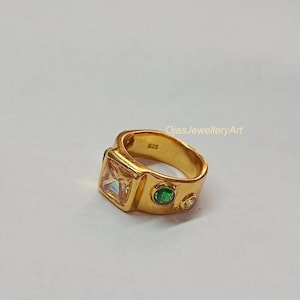 Natural Golden Topaz Ring/925 Sterling Silver Ring/Topaz Gold Plated Ring/Handmade Ring/Birthstone Ring/Anniversary Gift Him/Best Gift Idea