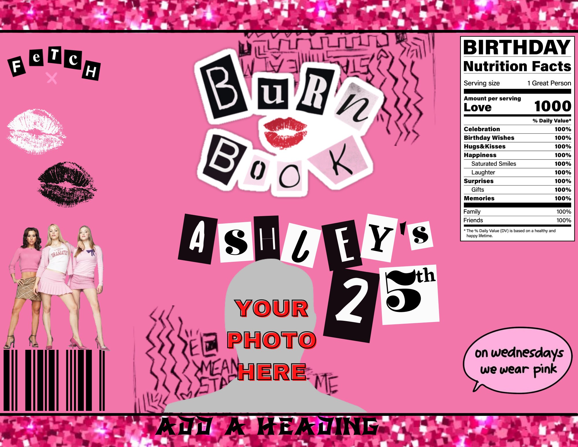 DIGITAL FILE Custom Chip Bags Mean Girls Theme Burn Book Etsy