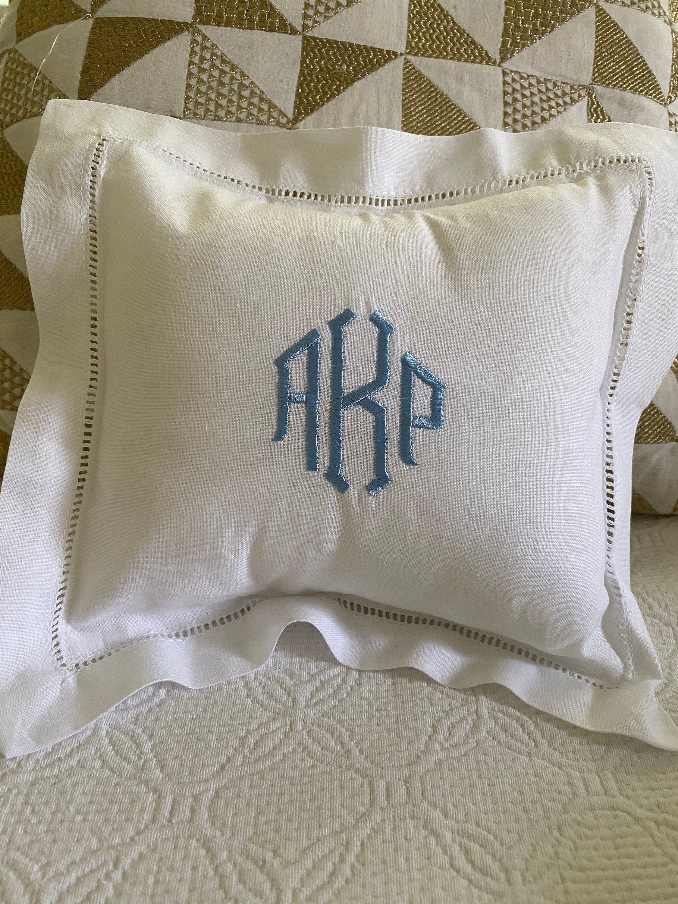 Monogrammed Linen Pillow Etsy
