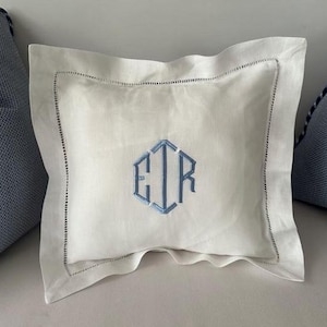 Monogrammed Linen Pillow - 12&quot;