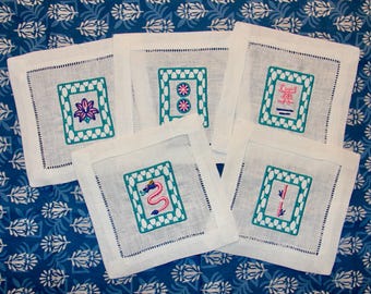 MAH JONG Tile Cocktail Napkins - Set of 5