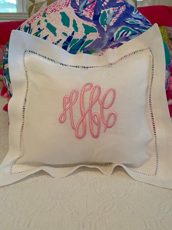 Monogrammed Linen Pillow Etsy