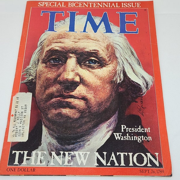 Vintage TIME Magazine, President George Washington, Bicentennial, September 26 1789, 1976, 1970s, Collectibles, Gift, Cover, Old Ads, Retro