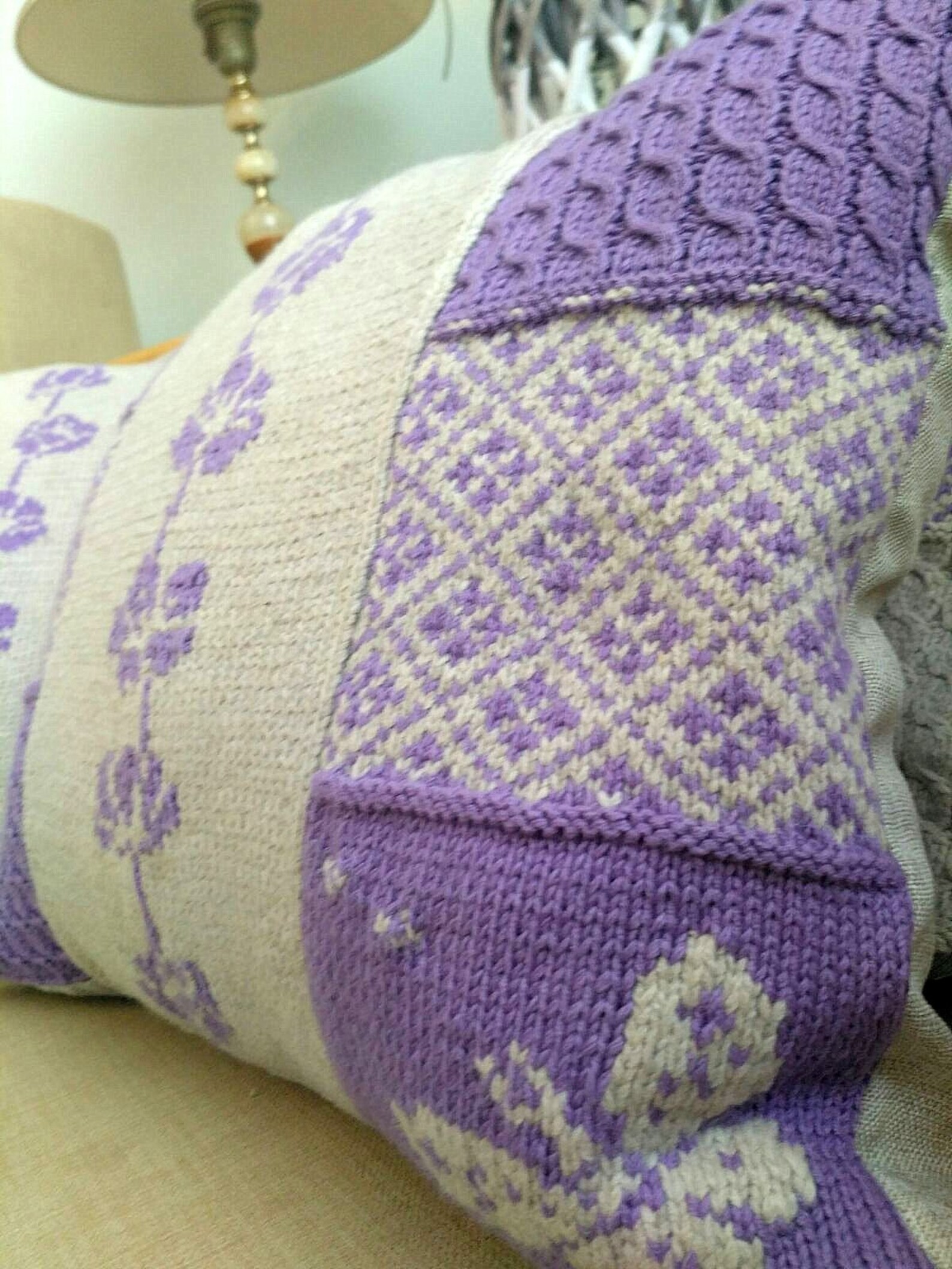 Hand Knit Pillow Patchwork Pillow Decorative Knit Pillow Etsy UK