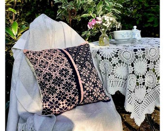 Hand Knit Patchwork Pillow: Boho Home Decor, 16x16