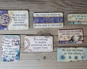 Refrigerator Magnets - Quotes / Inspiration - Cardstock From Stamperia International Cosmos Infinity - Decorative Magnets