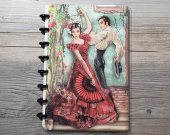 Stamperia Desire Dancing Couple Front & Back Cardstock Covers Set For use w/ TUL / Arc 8 Disc Planners - 10 Mil Laminated Covers