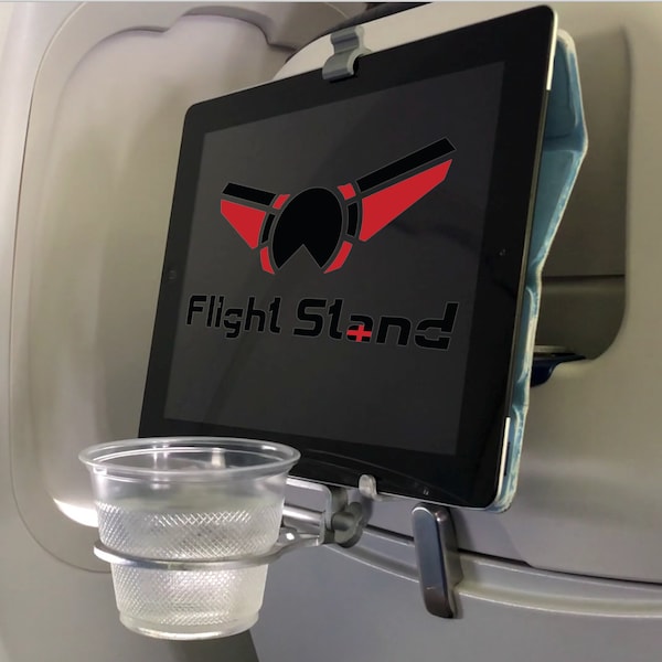 Flight Stand,  A travel accessory for mobile phones and tablets. Create comfort in tiny spaces.