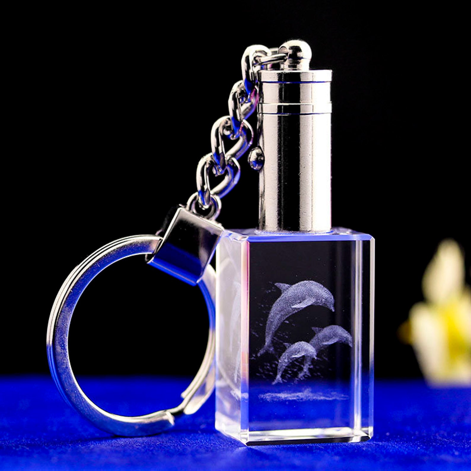 Laser Engraved Photo Keychain with Crystal LED Light for pet Etsy