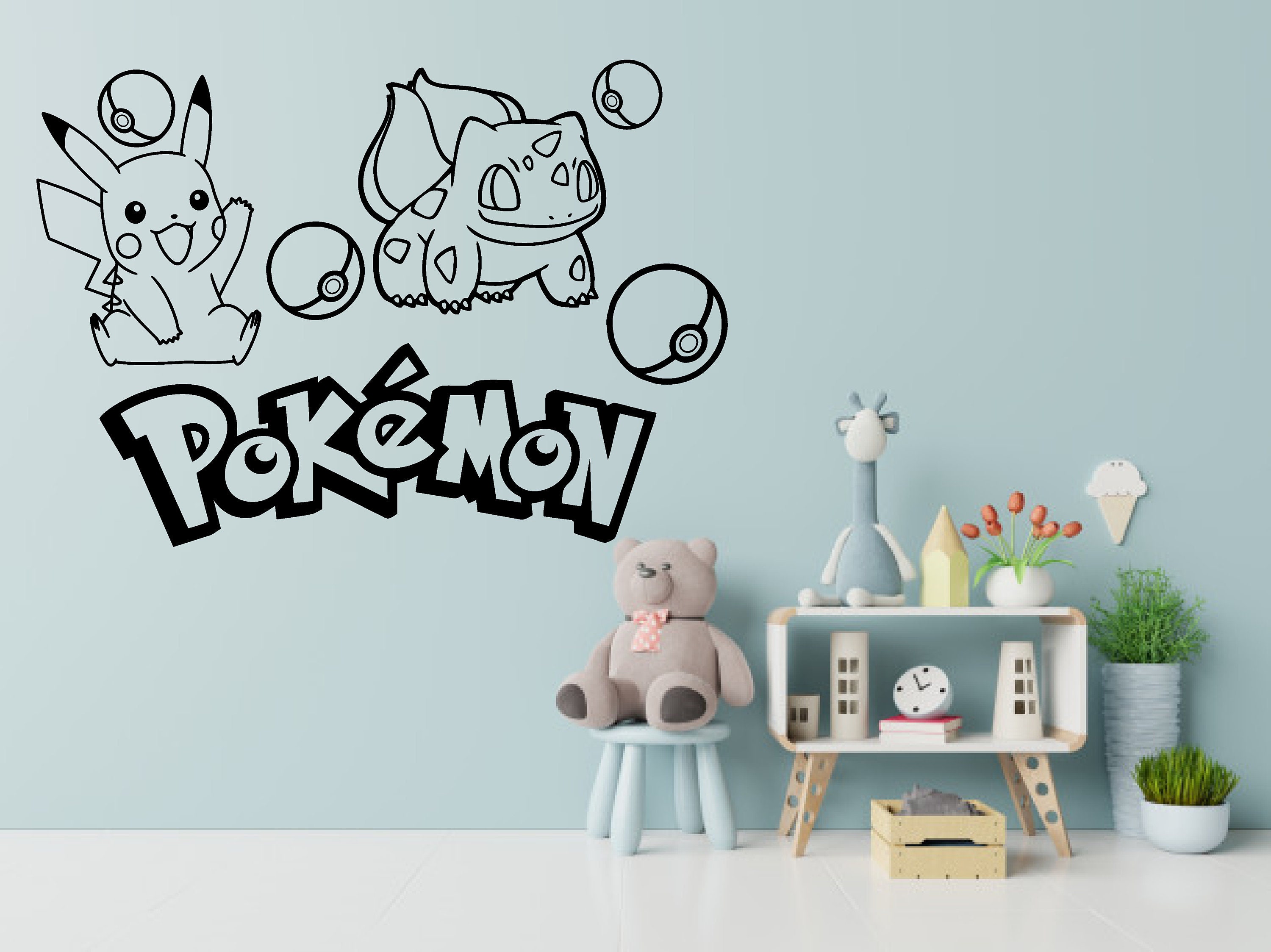 Pokémon pokemon wall art sticker XL pokemon bedroom. wall Etsy
