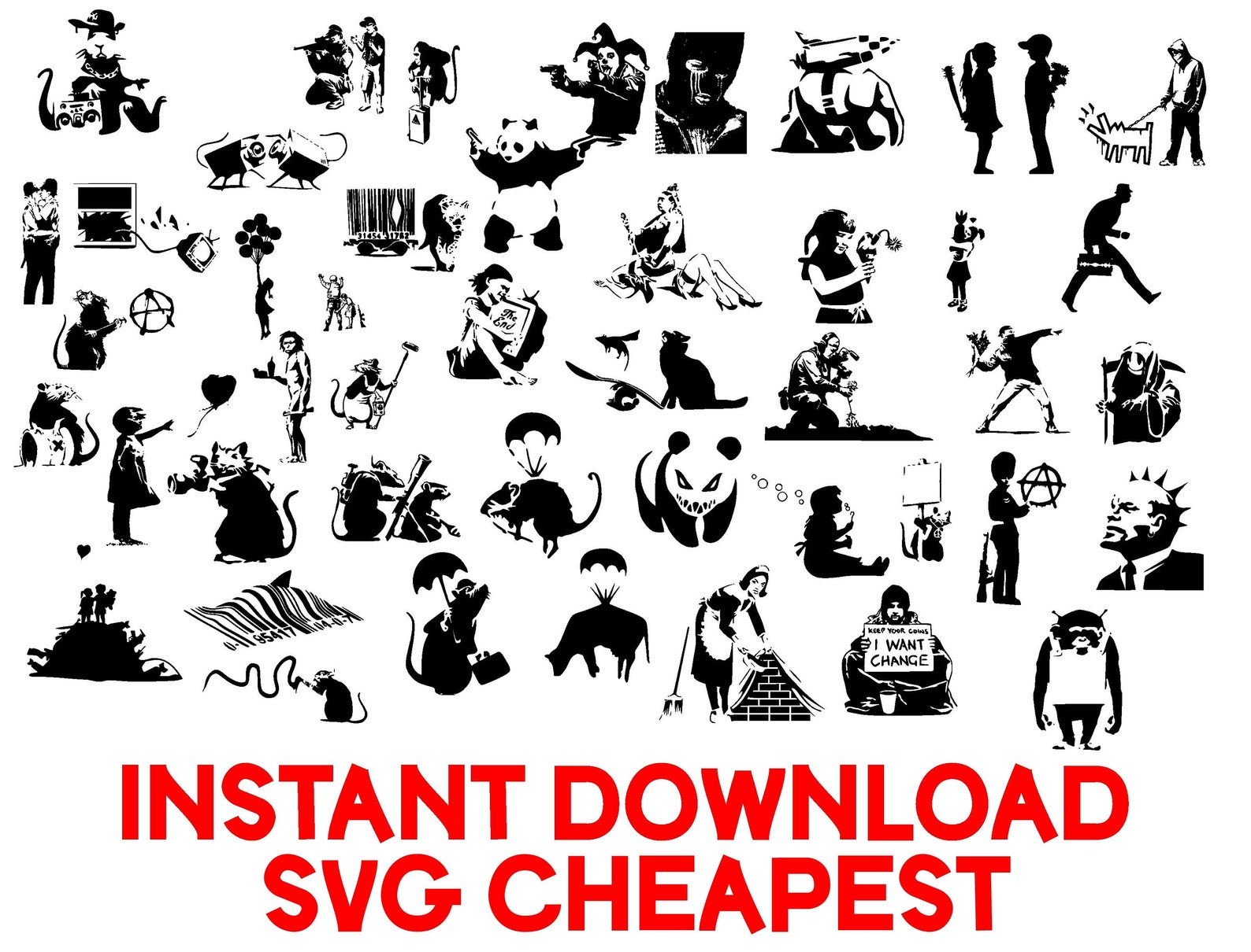 Banksy cut files Banksy print files Famous Graffiti designs in | Etsy