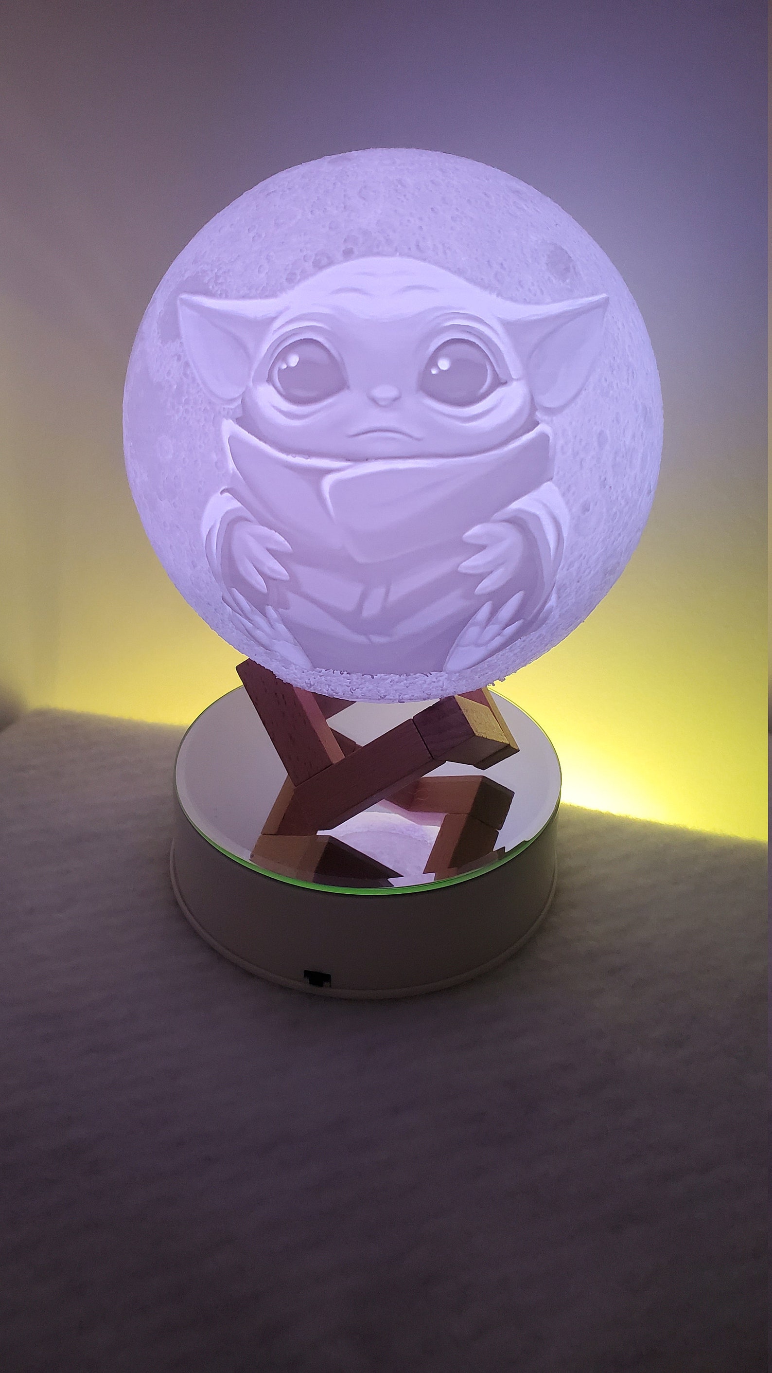 Baby Yoda Custom 3D Printed Moon Lamp 16 Color LED with Stand Etsy
