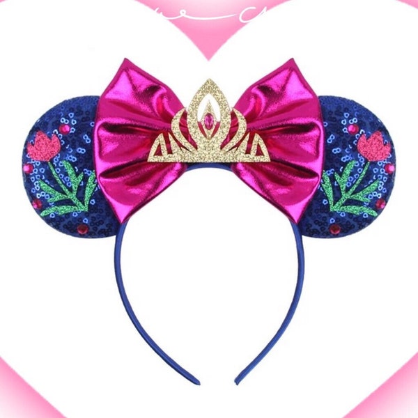 Ana Frozen Ears, Disney Minnie Ears, Princess Mouse Ears Headband, Disneyland Disneyworld Ears, Birthday Party Minnie Ears, Halloween Ears