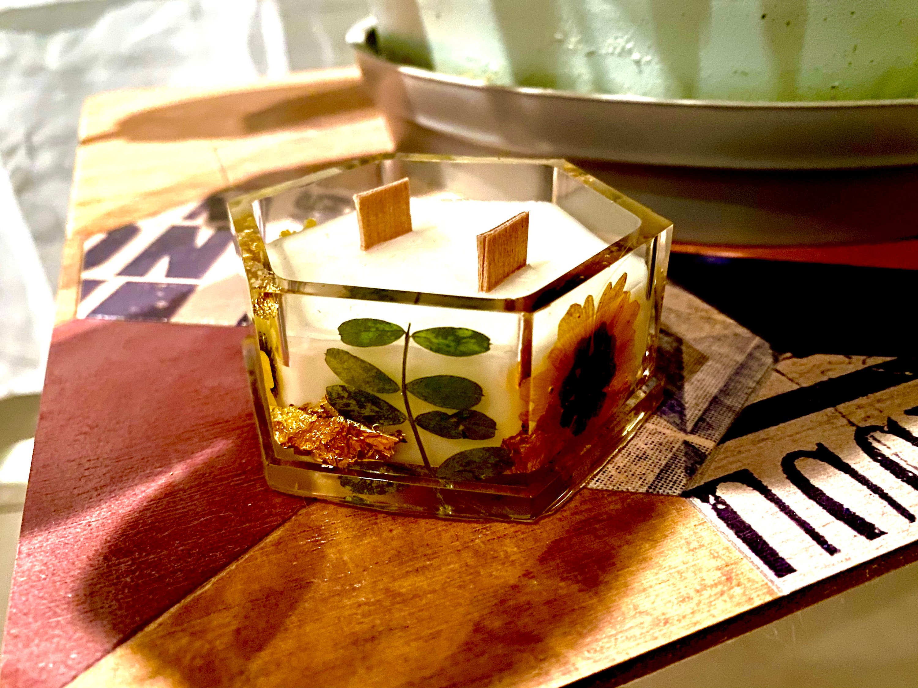 Epoxy resin candles with dried flowers and soy wax Etsy