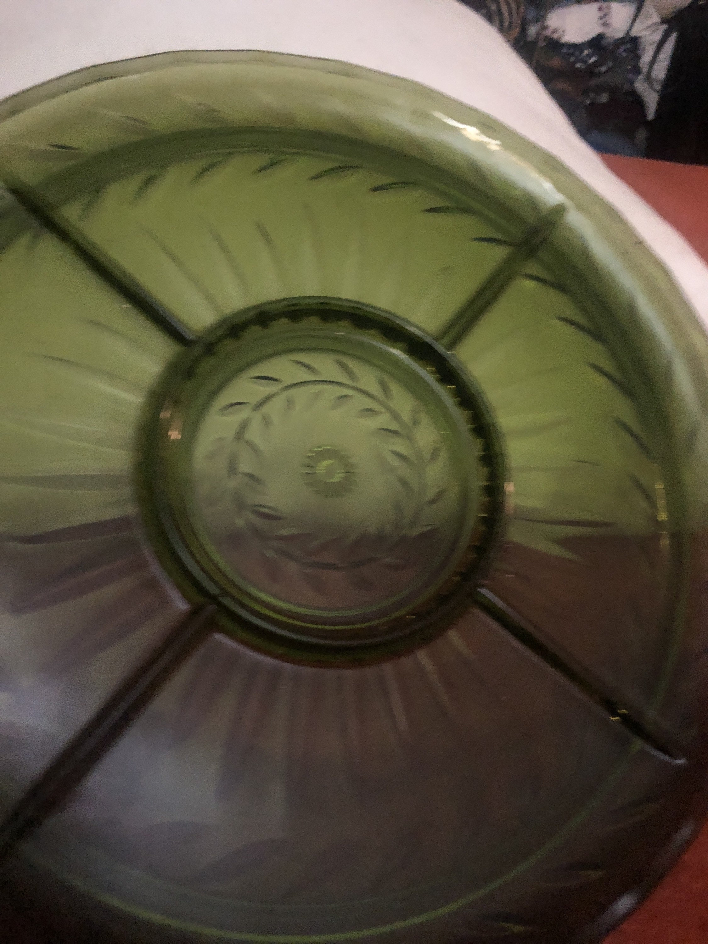 Vintage Green Glass Divided Serving Platter Anchor Hocking 13 Etsy