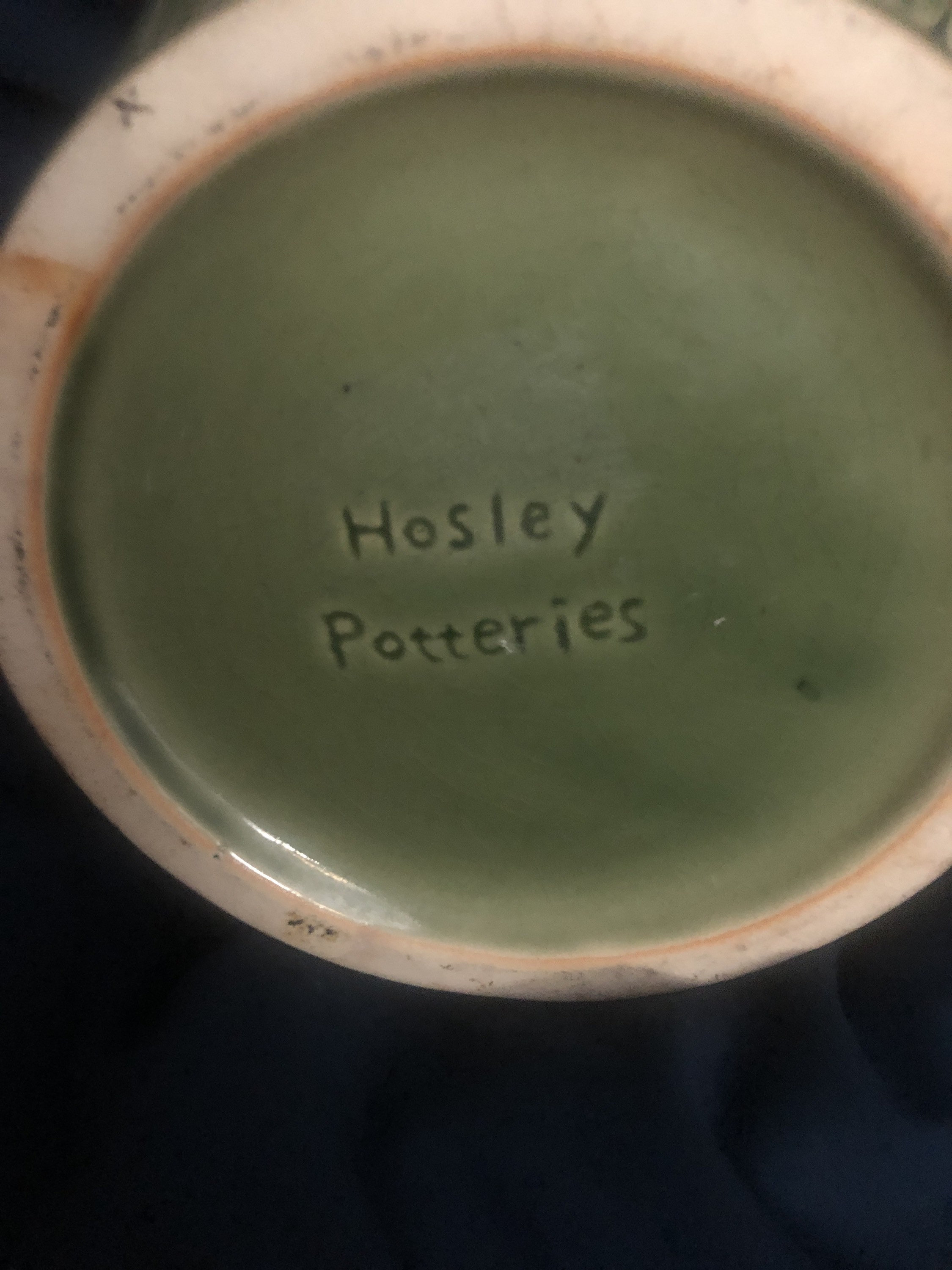 Vintage Hosley Potteries Green Glazed Vase With Grapes Etsy