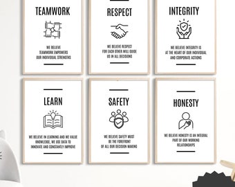 Valores Essenciais na Decoração de Escritório: Trabalho em Equipe, Respeito, Honestidade (Download Digital)