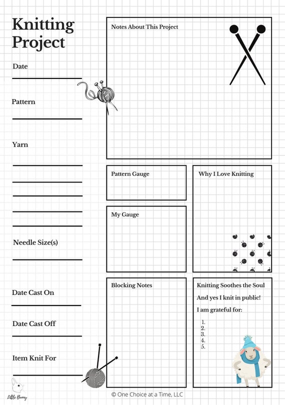 Knit Journal, Printable Knit Planner