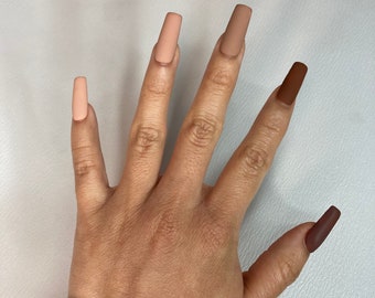Glossy Brown Nails Etsy Glossy Brown Nails Etsy