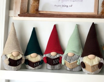 Book Gnome, Handmade Felt Book, Tiered Tray Decor