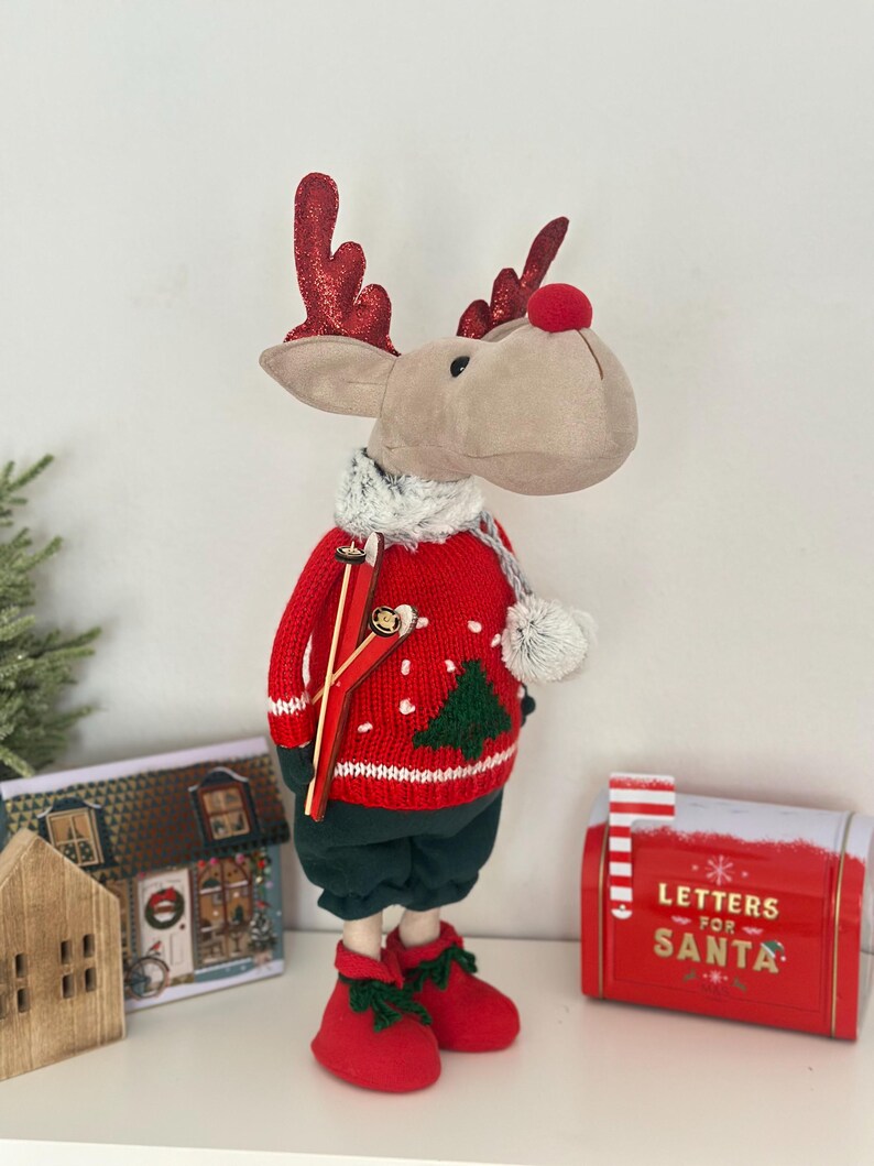 Plush Deer with Sweater Ornament (Set of 12) main image 0
