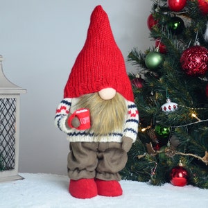 Large standing coffee bar gnome , Coffee house gnome decor, Large christmas tomte, Farmhouse rustic kitchen decor