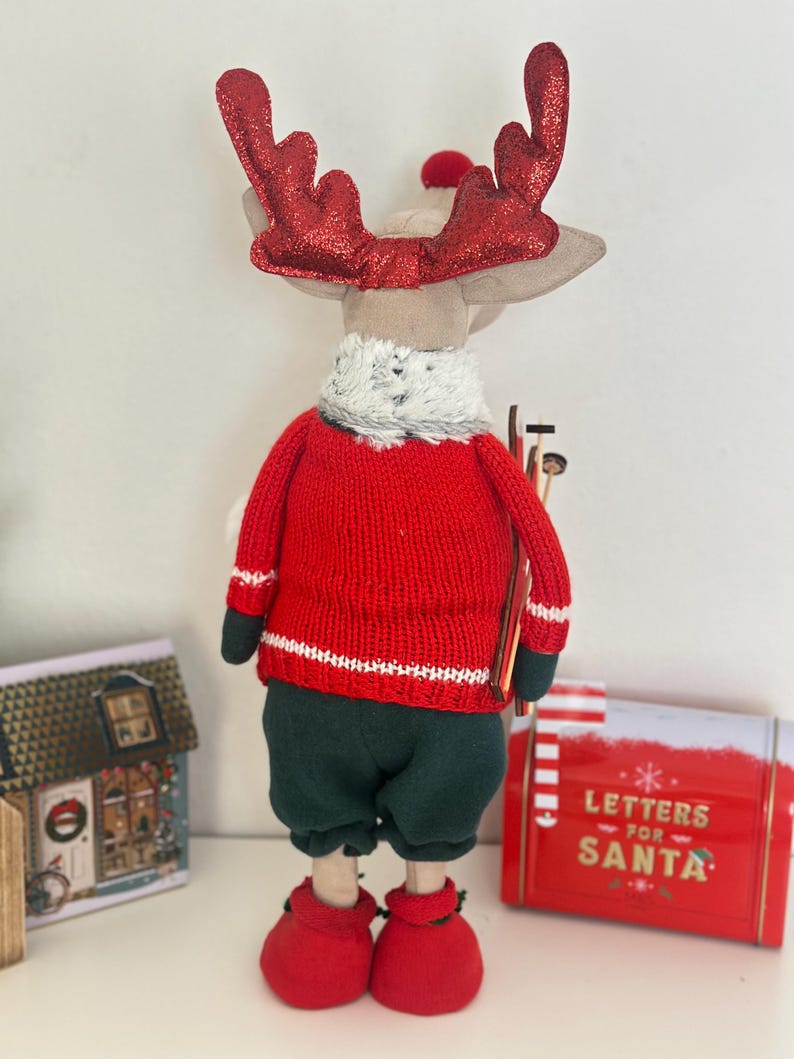 Plush Deer with Sweater Ornament (Set of 12) main image 1