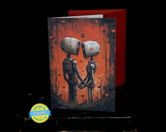 Robot Lovers Valentines Geeky Sci-Fi Robot Engineer Computer Geek Greeting Card