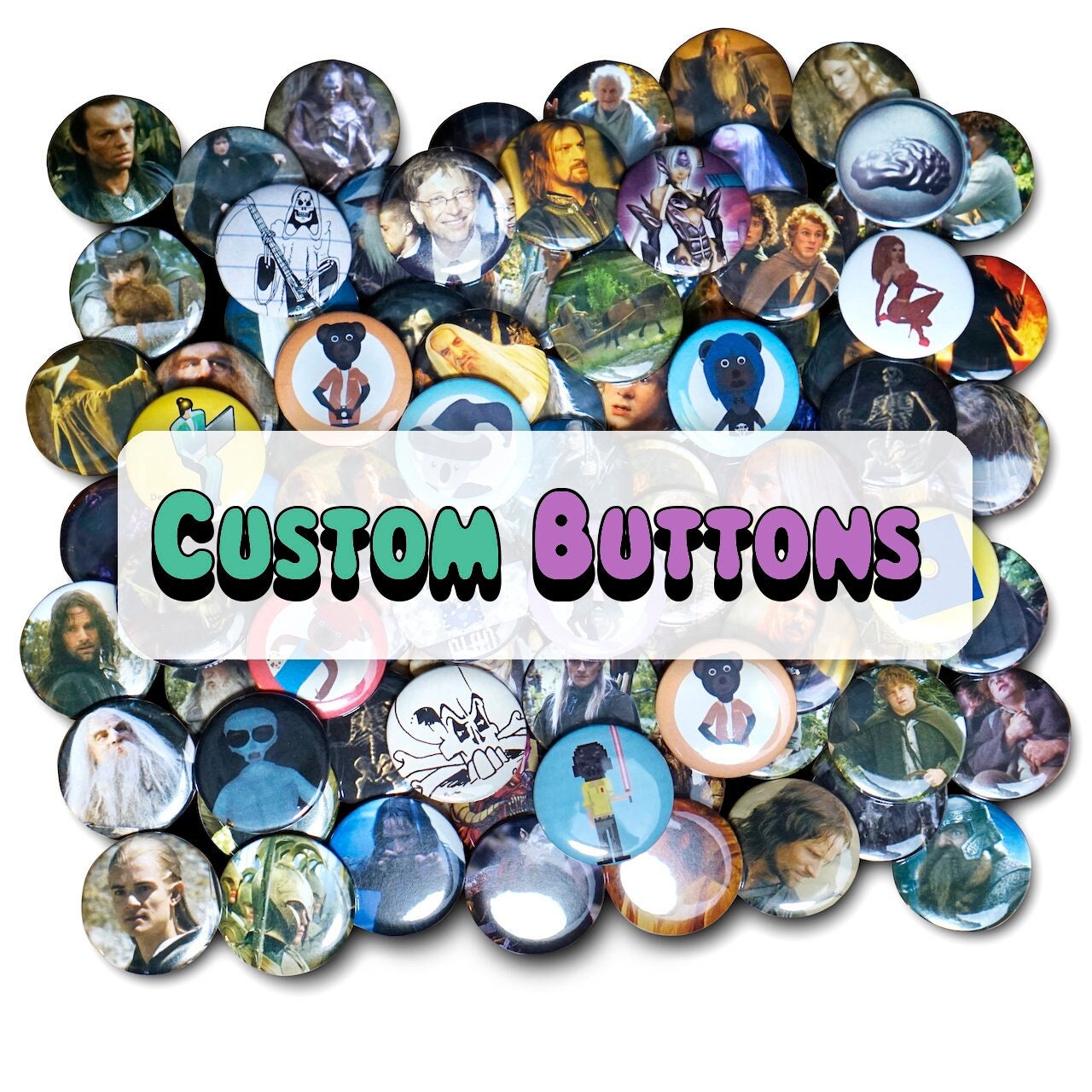 Custom Metal Pinback Buttons Badges with your Image, Photo, Design or Artwork! Quantity Discounts!