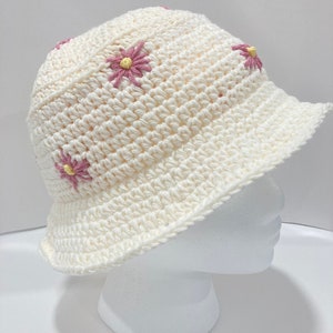 Handmade crochet bucket hat,sun hat,spring hat,flower hat,cotton.