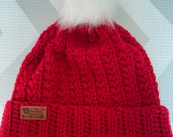 Beanie for her,beanie with Faux-fur pompom,winter hat,must have hat,handmade beanie,gift hor her,holiday gift.