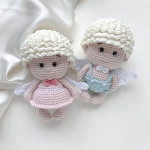 Lalka szydełkowa Baby Angel Anioł Stróż Spersonalizowany prezent na baby shower Lalka pluszowa Kupidyn Prezent na chrzest dziecka