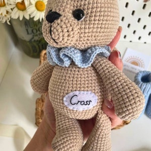 Сustom Teddy Bear Baby Gift Set : Personalized Crochet Toy, Rattle ...