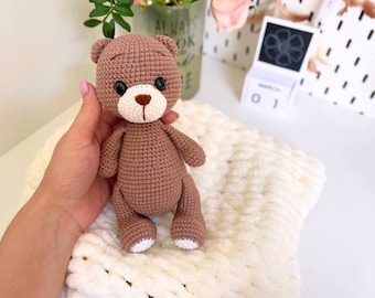 Teddy bear Crochet stuffed toy Handmade gift for kids Stuffed animals Gift for first birthday or baby shower