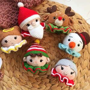 Baby first Christmas ornament set : Santa Mrs.Claus Reindeer Elf Snowman Angel  Crochet Christmas tree Decor Holiday Christmas decoration