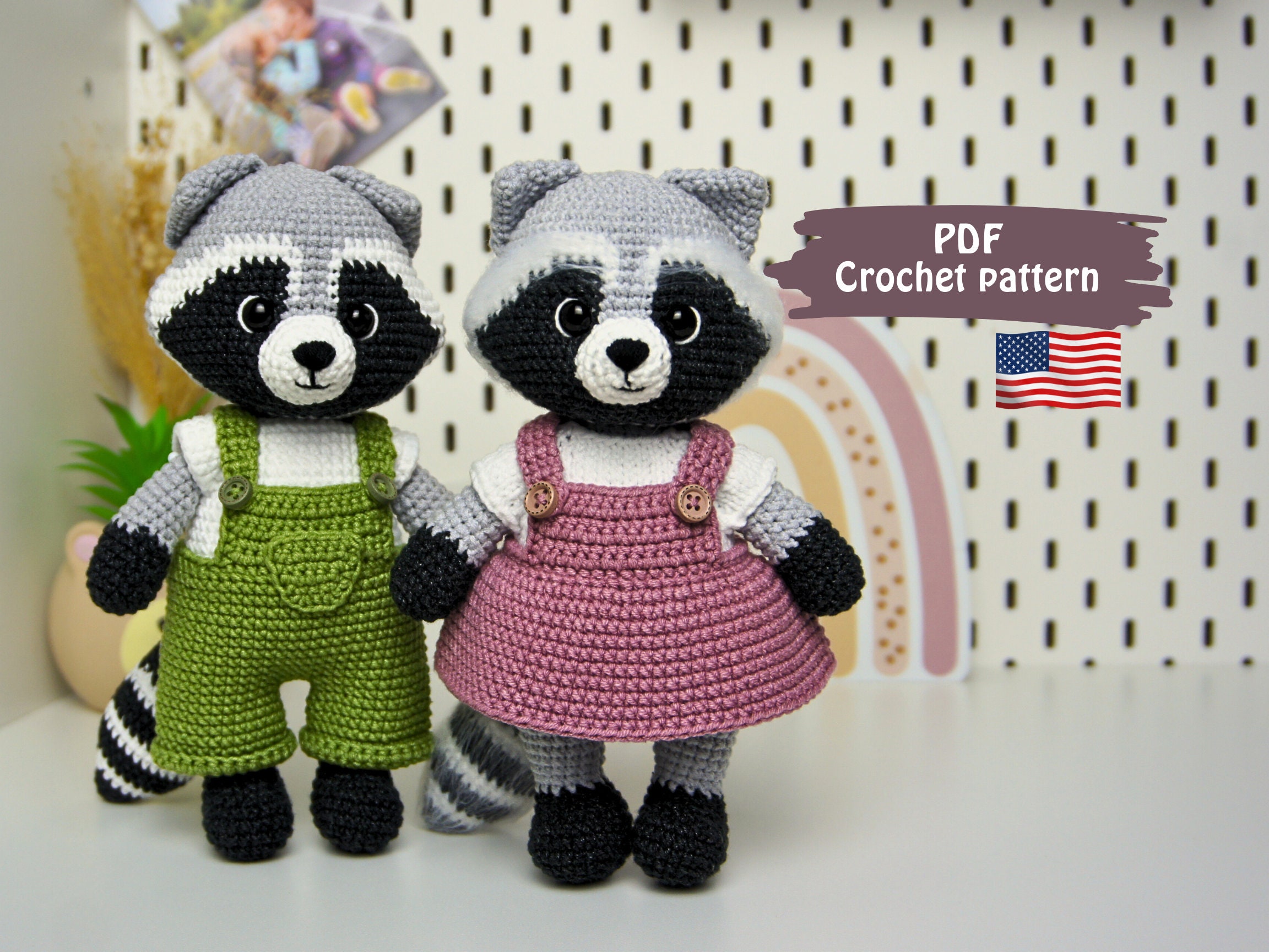 Knit Raccoon Pattern - Etsy Knit Raccoon Pattern - Etsy