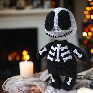 Halloween Crochet pattern,Skeleton doll Amigurumi DIY,Day of the dead toys,Сreepy doll Jack Skellington Skeleton Ton