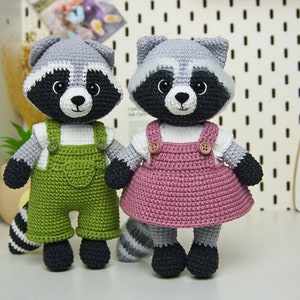 Raccoons handmade crochet toys Boy or girl Custom stuffed animal Cute gift for baby
