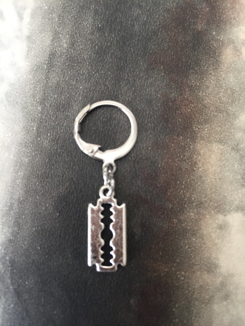 Razor blade Gothic Halloween Punk Emo Earrings Him Her | Etsy