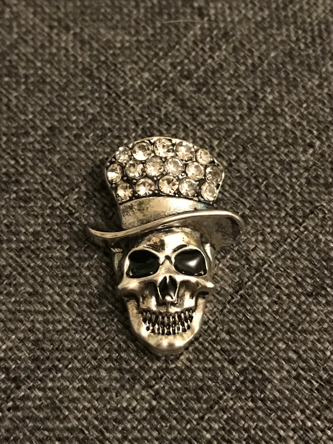 Skull Head Cubic Zirconia Top Hat Brooch. Skull Brooch Unisex Etsy