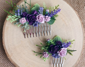 Flower hair comb / lilac purple hair comb / bridal bridesmaid hair comb / wedding hair comb / wedding floral  hair accessory
